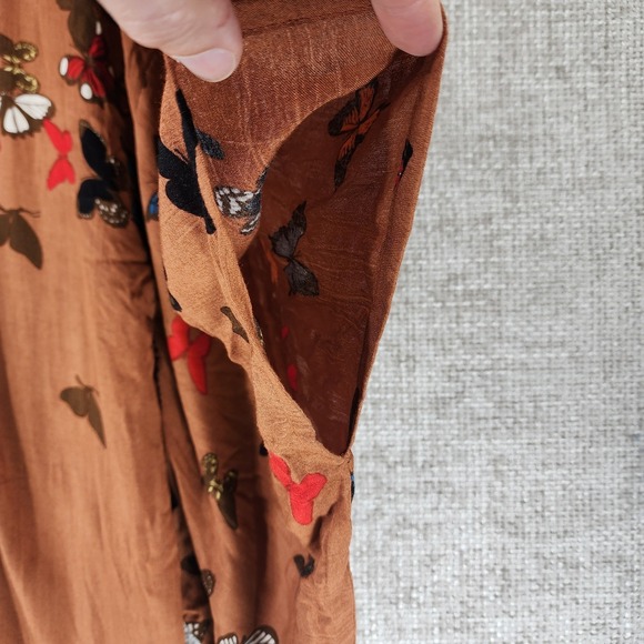 Free People Butterfly Kisses Open Front Kimono Duster Womens One Size Brown NWI - Picture 7 of 16
